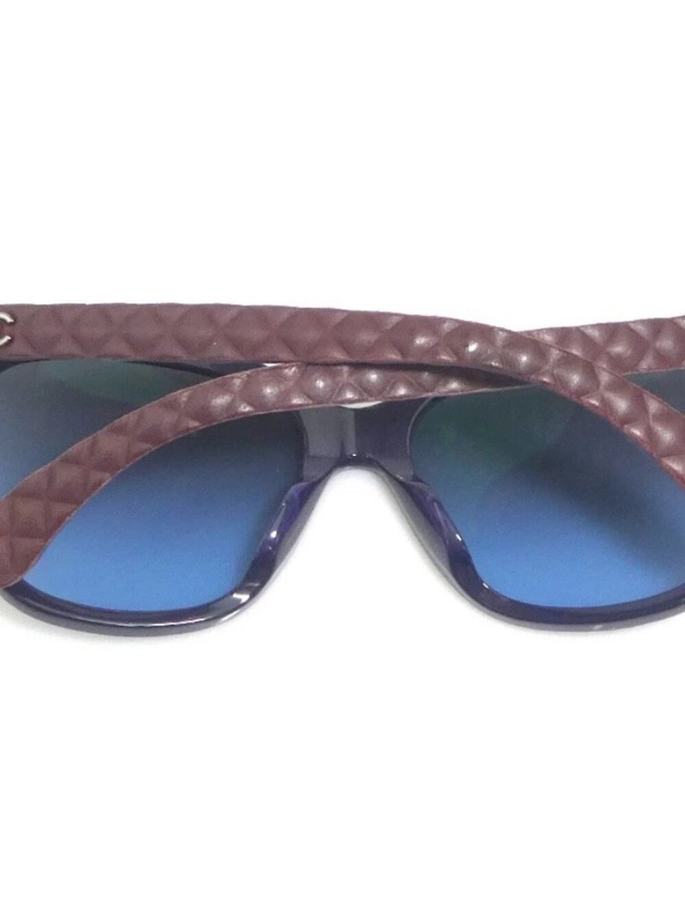 Auth CHANEL CC Logo Sunglasses Navy/Burgundy Plastic - e61907i - Picture 4 of 11